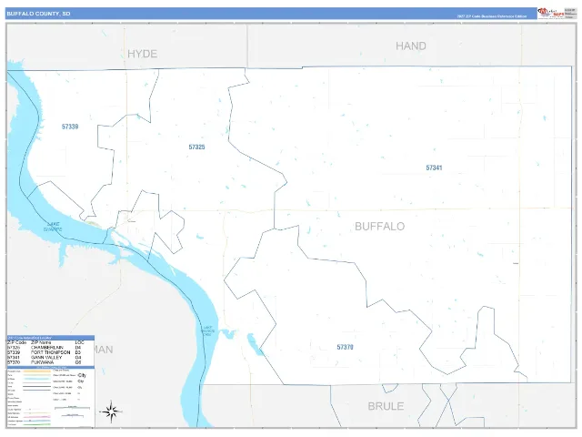 Buffalo County, SD ZIP Code Wall Map, Business Reference style