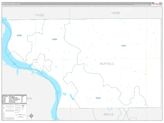 Buffalo County, SD ZIP Code Wall Map, Classic style