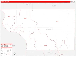 Buffalo County, SD RedLine style ZIP Code wall map