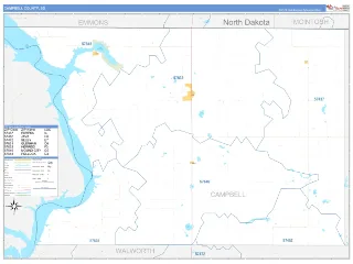 Campbell County, SD Business Reference style ZIP Code wall map