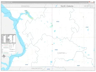 Campbell County, SD Classic style ZIP Code wall map