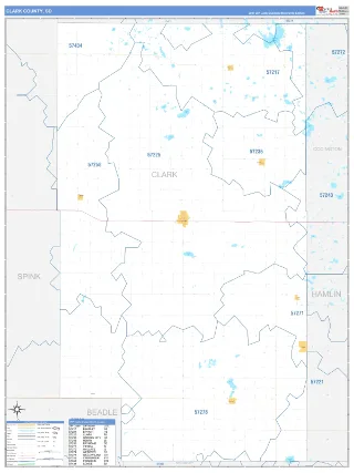 Clark County, SD Business Reference style ZIP Code wall map