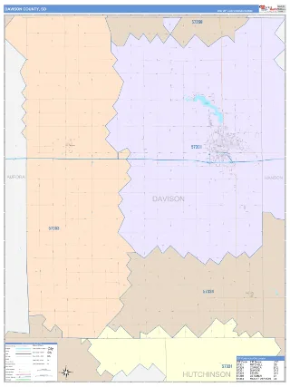 Davison County, SD ColorCast style ZIP Code wall map