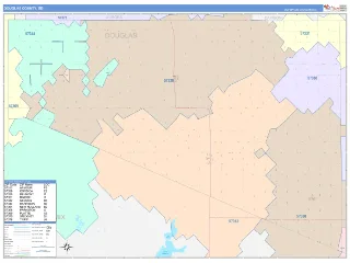 Douglas County, SD ColorCast style ZIP Code wall map