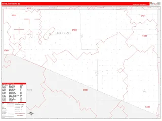 Douglas County, SD RedLine style ZIP Code wall map