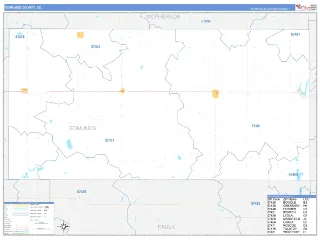 Edmunds County, SD Business Reference style ZIP Code wall map