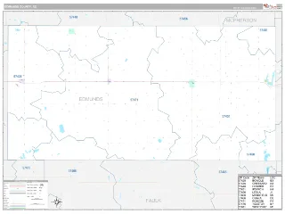 Edmunds County, SD Classic style ZIP Code wall map