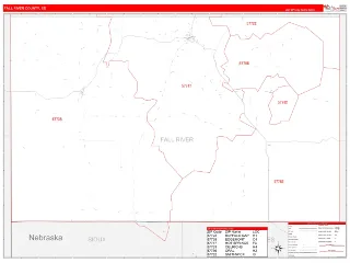 Fall River County, SD RedLine style ZIP Code wall map