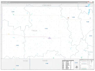 Faulk County, SD Classic style ZIP Code wall map
