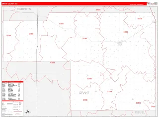 Grant County, SD RedLine style ZIP Code wall map