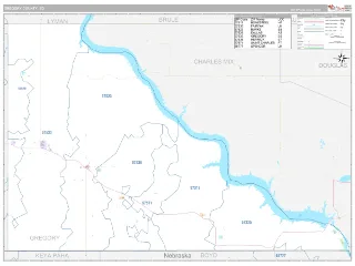 Gregory County, SD Classic style ZIP Code wall map