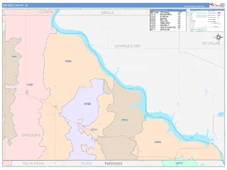 Gregory County, SD ColorCast style ZIP Code wall map