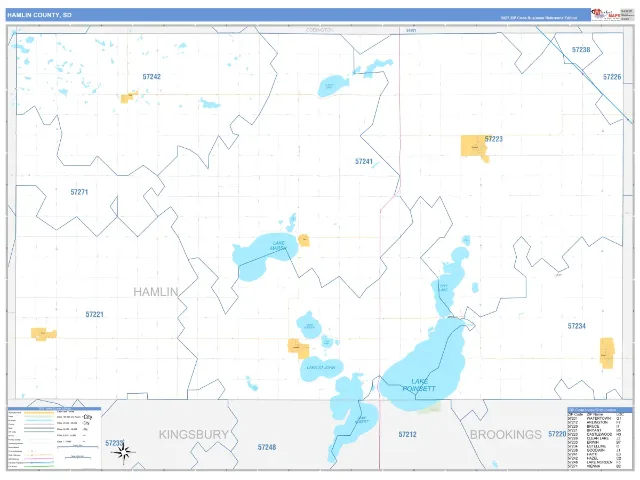 Hamlin County, SD ZIP Code Wall Map, Business Reference style