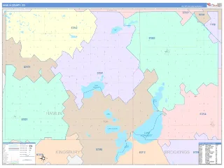 Hamlin County, SD ColorCast style ZIP Code wall map
