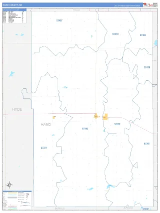 Hand County, SD Business Reference style ZIP Code wall map