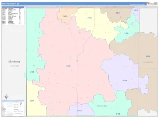 Harding County, SD ColorCast style ZIP Code wall map