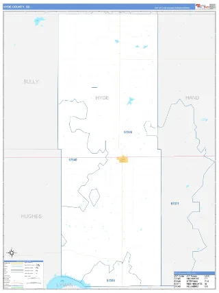 Hyde County, SD Business Reference style ZIP Code wall map