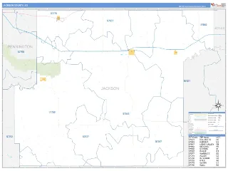 Jackson County, SD Business Reference style ZIP Code wall map