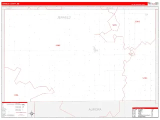 Jerauld County, SD RedLine style ZIP Code wall map