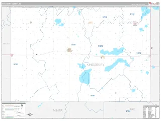 Kingsbury County, SD Classic style ZIP Code wall map