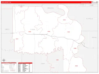 Lyman County, SD RedLine style ZIP Code wall map