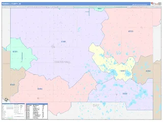 Marshall County, SD ColorCast style ZIP Code wall map