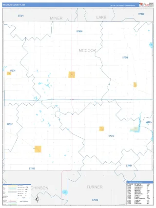 McCook County, SD Business Reference style ZIP Code wall map