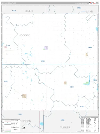 McCook County, SD Classic style ZIP Code wall map