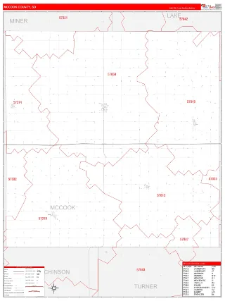 McCook County, SD RedLine style ZIP Code wall map