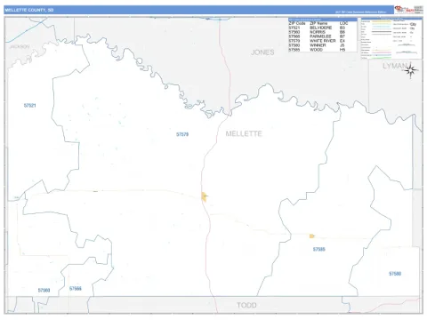 Mellette County, SD map