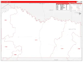 Mellette County, SD RedLine style ZIP Code wall map