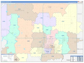 Minnehaha County, SD ColorCast style ZIP Code wall map