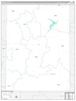 Perkins County, SD Classic style ZIP Code wall map