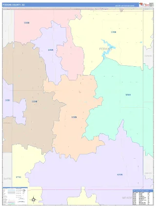 Perkins County, SD ColorCast style ZIP Code wall map
