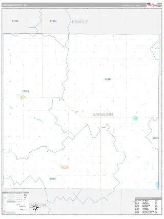 Sanborn County, SD Classic style ZIP Code wall map