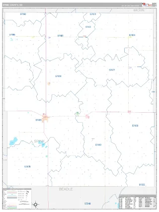 Spink County, SD Classic style ZIP Code wall map
