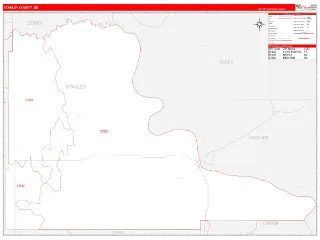 Stanley County, SD RedLine style ZIP Code wall map