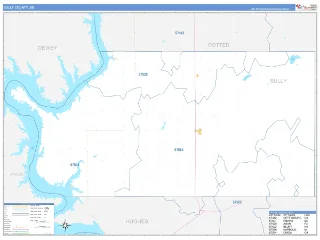 Sully County, SD Business Reference style ZIP Code wall map