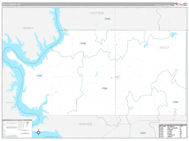 Sully County, SD ZIP Code Wall Map, Classic style