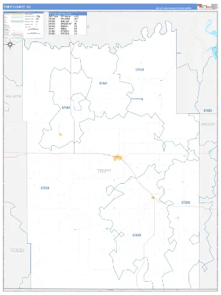 Tripp County, SD Business Reference style ZIP Code wall map