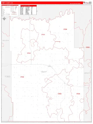 Tripp County, SD RedLine style ZIP Code wall map