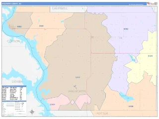 Walworth County, SD ColorCast style ZIP Code wall map