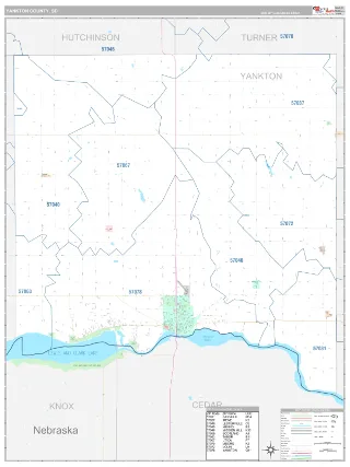 Yankton County, SD Classic style ZIP Code wall map