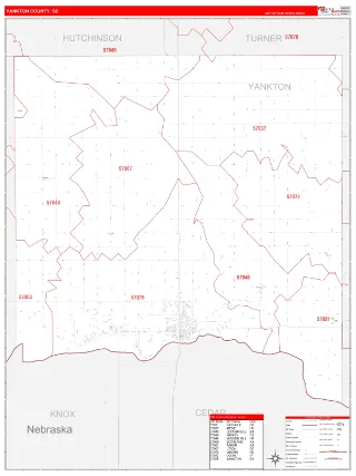 Yankton County, SD RedLine style ZIP Code wall map