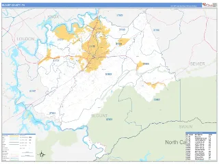 Blount County, TN Business Reference style ZIP Code wall map
