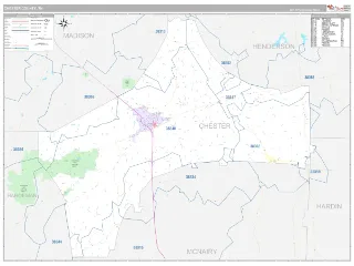 Chester County, TN Classic style ZIP Code wall map