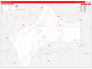 Chester County, TN RedLine style ZIP Code wall map