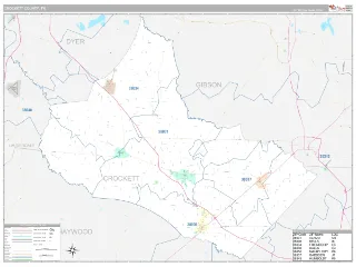 Crockett County, TN Classic style ZIP Code wall map