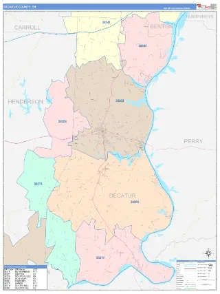 Decatur County, TN ColorCast style ZIP Code wall map