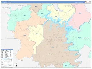 DeKalb County, TN ColorCast style ZIP Code wall map